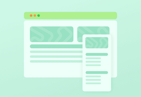 Illustration of a web browser window and a mobile device screen